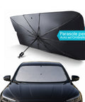 Parasole per Auto a Ombrello Anti UV 140x80 cm Pieghevole con Custodia