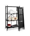 Scaffale Mobile Pieghevole 4 Livelli con Ruote Girevoli Bloccabili