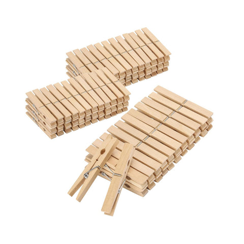 Set 100 Mollette in Legno Multiuso con Molla in Acciaio