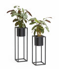 Set 2 Portapiante con Vaso e Struttura in Ferro dal Design Moderno
