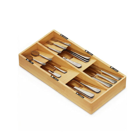 Organizer Portaposate in Bambù con 6 Scomparti ed Etichette 20x39 cm