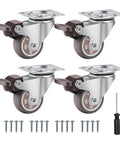 Set 4 Ruote Universali Piroettanti da 50 mm in Gomma e Acciaio – Portata 200 kg