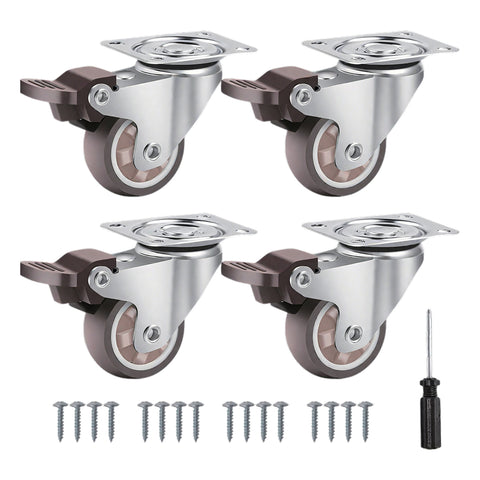 Set 4 Ruote Universali Piroettanti da 50 mm in Gomma e Acciaio – Portata 200 kg
