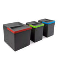 Set 3 Pattumiere Raccolta Differenziata Per Cassetti 26,6cm Con Base 60cm 7/15l