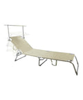 Lettino Da Mare Pieghevole Con Parasole In Alluminio 2x1 Beige