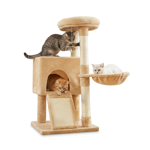 Albero Tiragraffi per Gatti Multilivello h 87 cm in Sisal con Amaca e Piattaforme
