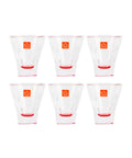 Set 6 Bicchieri in Luxion 27 cl – Design Moderno con Gambo Rosso