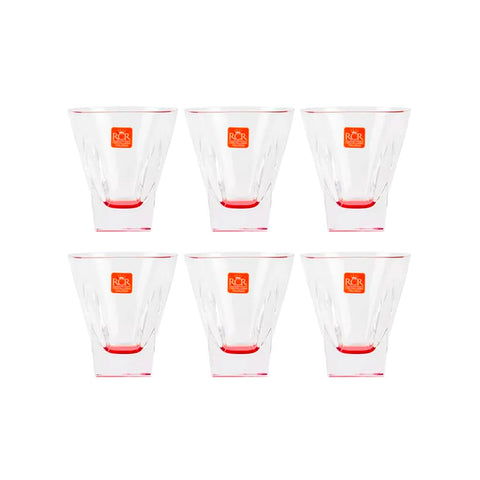 Set 6 Bicchieri in Luxion 27 cl – Design Moderno con Gambo Rosso