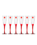 Set 6 Flute in Luxion 17 cl – Design Moderno con Gambo Rosso