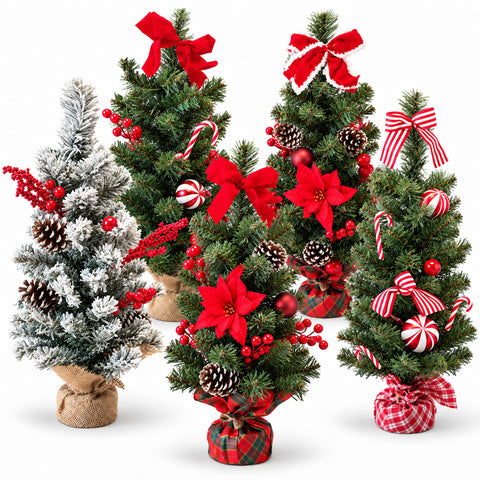 Kis, díszített karácsonyfa asztalra, 60 cm, vegyes mintákkal