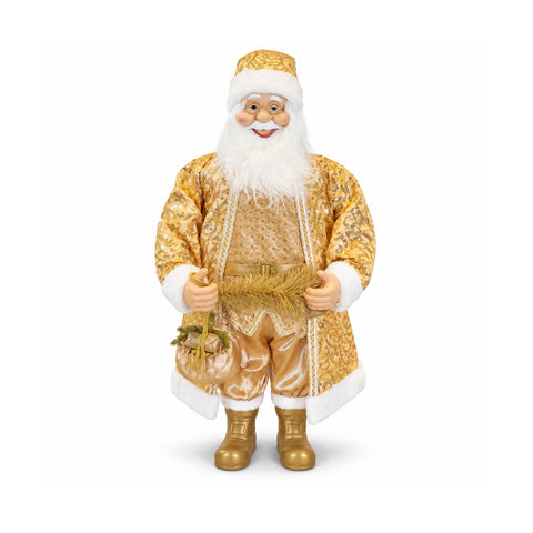 Babbo Natale Danzante 130 cm con Musica, Statua Natalizia Oro che Danza Ride e Canta, Più Modalità e Brani, Base da Riempire, Alimentatore Incluso