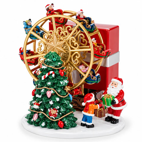 Carillon Natalizio Ruota Panoramica a Carica con Babbo Natale 14cm