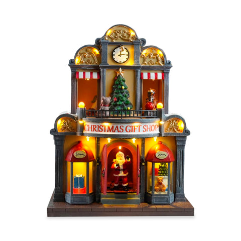CrystalWood - Casa di Babbo Natale Animata – Luci LED, Musica e Movimento