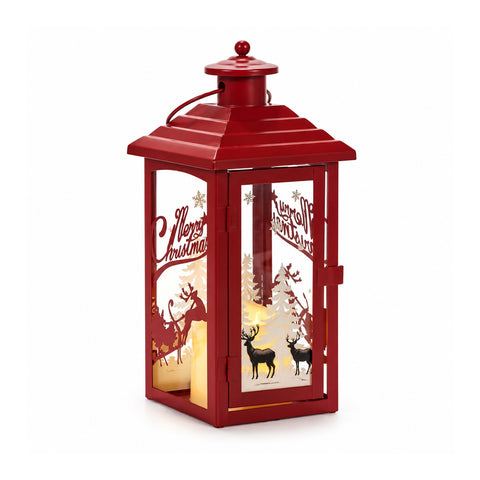 saint joy lanterna natalizia luminosa a batteria 12x12x28 cm con renne ean 8056819081251