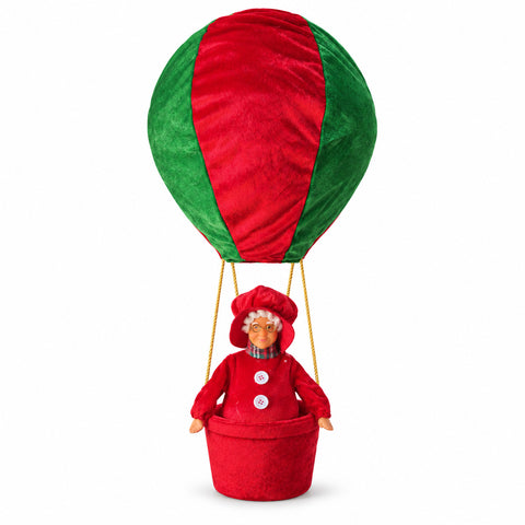 Karácsonyi hőlégballon Mikulásnéval vagy mackóval, LED, 92 cm