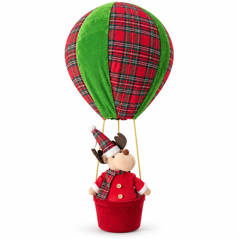 Világító karácsonyi hőlégballon rénszarvassal vagy kiskutyával, 92 cm