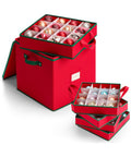 Organizer per 64 Palline di Natale in Tessuto Oxford e TNT con Coperchio e Manici