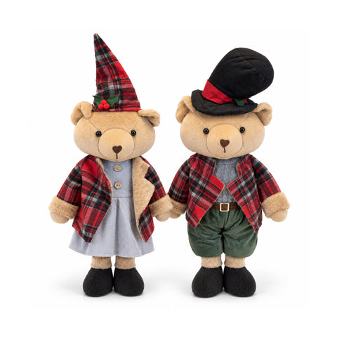 Orso Natalizio Decorativo 85 cm in Peluche con Abito Scozzese