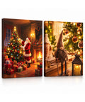 saint joy quadri natalizi con luci led in set da 2 30x40 cm babbo natale renne gnomo e alberi che si illuminano a batteria con interruttore ean 8056819082395