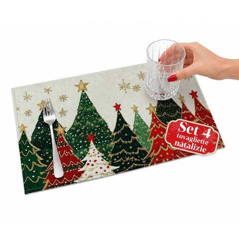 Tovagliette Natalizie Set 4 Pezzi 30x45 cm, 2 Fantasie