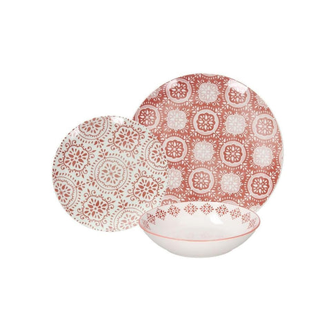 18 darabos Coral porcelántányér-készlet
