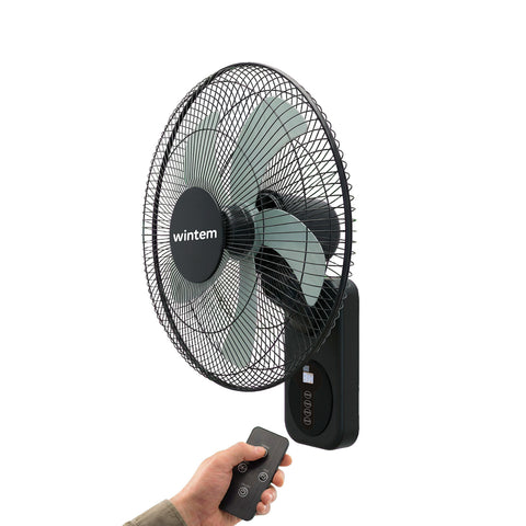 Ventilatore da Parete Nero 40cm 60W con Telecomando e Timer 9h