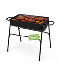 Barbecue a Carbone e Legna in Acciaio con Gambe Alte e Griglia 70x34 cm