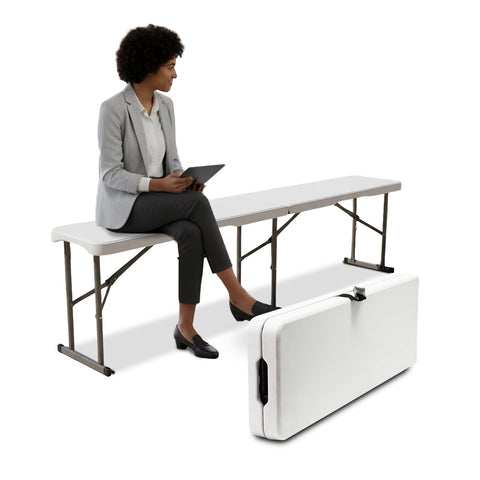 Fehér, összecsukható pad 180x28x44cm – Stilo modell kertbe vagy otthonra
