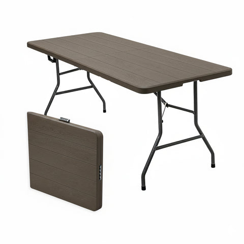 zendea tavolo pieghevole richiudibile a valigetta portatile effetto rattan in resina pp ean 8050030810614
