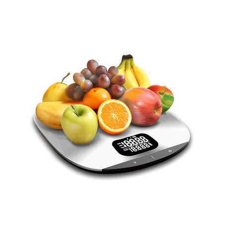 Acél konyhai mérleg 5 kg kapacitással – ultrakompakt, LCD-kijelzővel, tára funkcióval