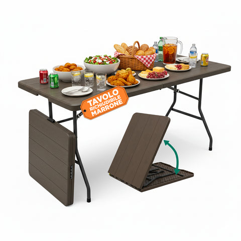 zendea tavolo pieghevole richiudibile a valigetta portatile effetto rattan in resina pp ean 8050030810614