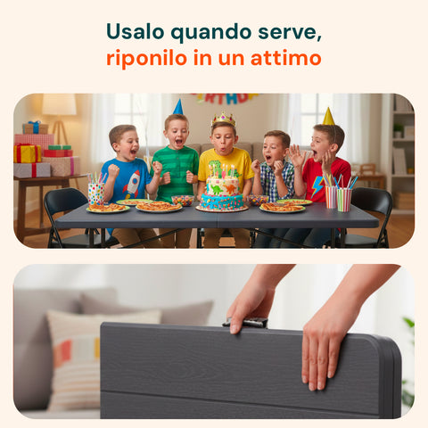 zendea tavolo pieghevole richiudibile a valigetta portatile effetto rattan in resina pp ean 8050030810614