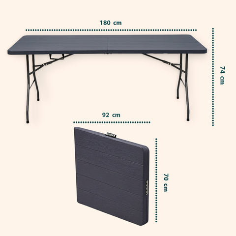 zendea tavolo pieghevole richiudibile a valigetta portatile effetto rattan in resina pp ean 8050030810614