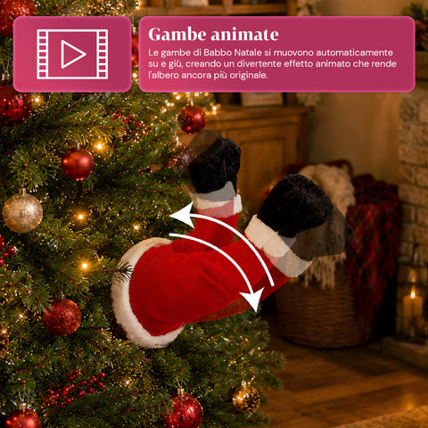 saint joy babbo natale incastrato nellalbero con gambe animate e musica ean 8050043128041