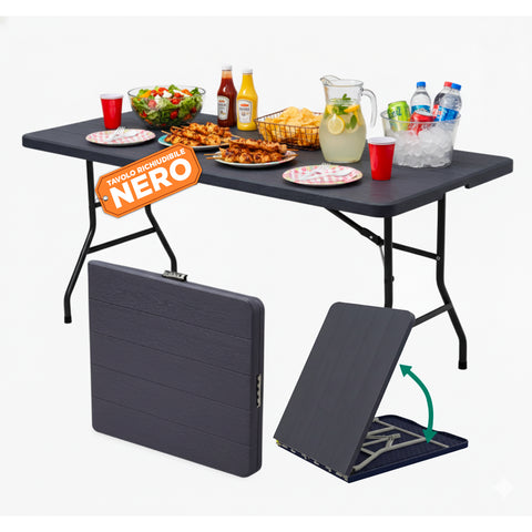 zendea tavolo pieghevole richiudibile a valigetta portatile effetto rattan in resina pp ean 8050030810614
