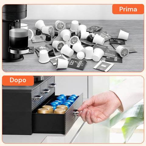 avilia home organizer per cialde e capsule caffe 4 cassetti design salvaspazio ean 8052879010583