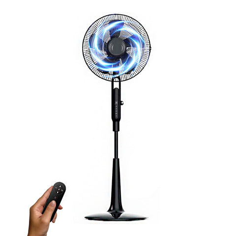 Fekete állóventilátor, 5 lapáttal, 10 sebességgel, időzítővel és távirányítóval, 45 W
