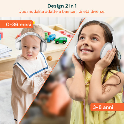 keiki cuffie antirumore per neonati 0 36 mesi e bambini 3 8 anni kit completo 2 in 1 ean 8056590110058