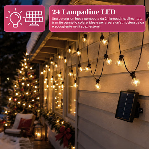 saint joy catena luminosa da esterno solare 15 m con 24 lampadine led g40 ean 8050043128577