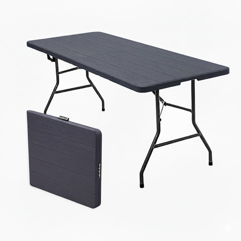 zendea tavolo pieghevole richiudibile a valigetta portatile effetto rattan in resina pp ean 8050030810614
