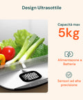 zephir bilancia da cucina in acciaio 5kg ultra compatta lcd funzione tara ean 8019101729767