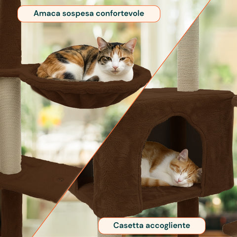 puppy lovers tiragraffi per gatti 120 cm con cuccia e amaca multilivello varie colorazioni ean 8054806950542