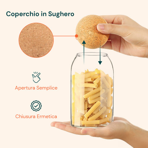 avilia barattoli in vetro con tappo in sughero da 1000 800 e 500 ml resistenti ean 8056819053555