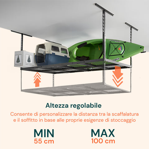 avilia scaffale da soffitto in acciaio regolabile 183x91 cm portata 200 kg ean 8052879010149