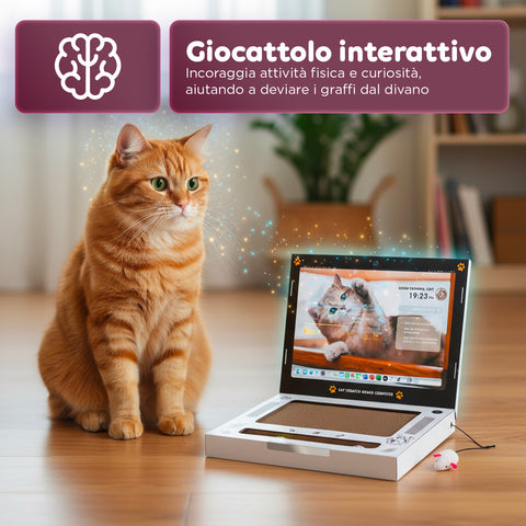 puppy lovers graffiatoio interattivo per gatti a forma di pc portatile con giochi inclusi ean 8054806950092