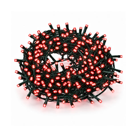 saint joy catena luminosa 180 led programmabile per interno esterno luci di natale con 8 giochi luce 7 colori disponibili cavo verde e trasformatore incluso ean 8056819081411