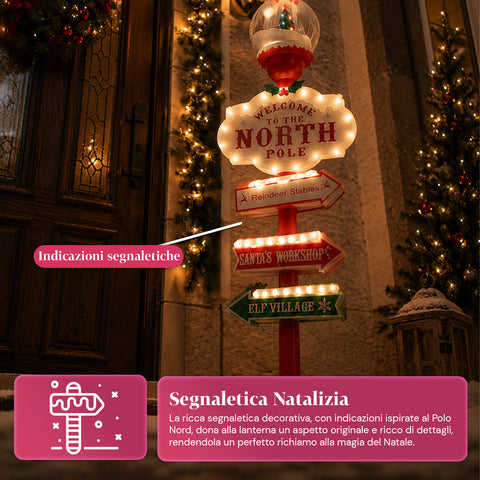 saint joy lanterna natalizia con luci led effetto neve e insegna polo nord ean 8050043127921