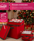 saint joy organizer per 64 palline di natale in tessuto oxford e tnt con coperchio e manici ean 8050043127556