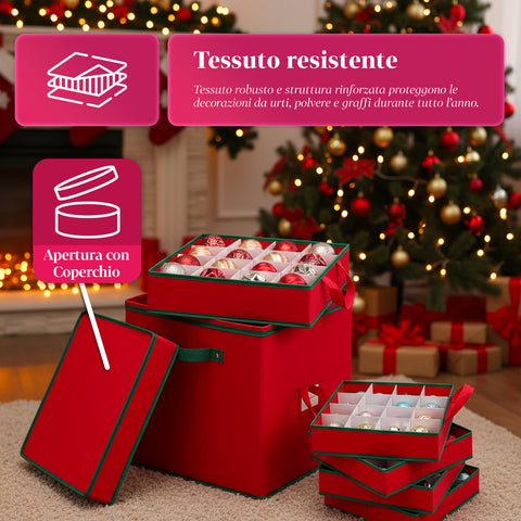 saint joy organizer per 64 palline di natale in tessuto oxford e tnt con coperchio e manici ean 8050043127556