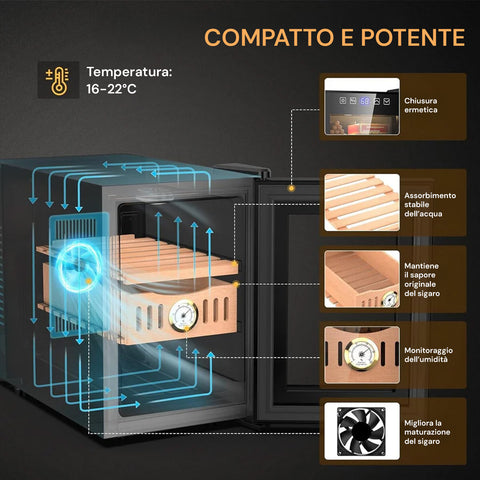 Umidificatore per sigari mini frigo 18L con 2 mensole – foto 3